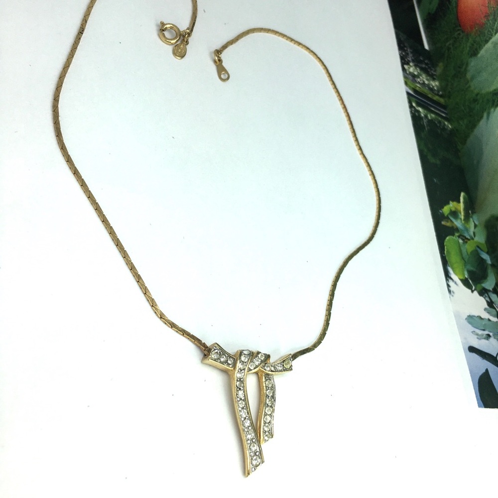 Givenchy Authentic Rhinestone Bow Necklace France - image 7